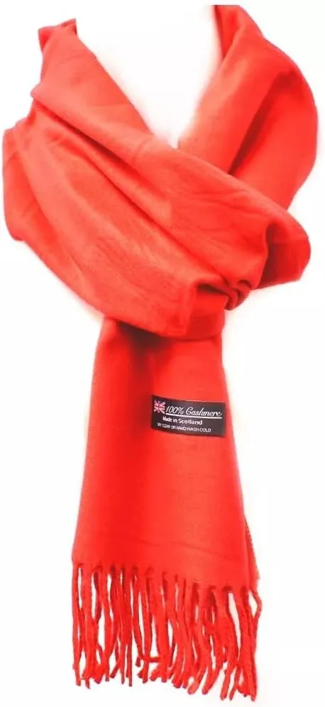 100% Cashmere Fashion Solid Red for Women and Men - Soft, Warm, and Long Winter Shawl Wrap