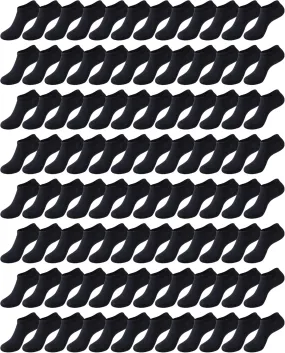 100 Pcs Black Low Cut Ankle Socks in Bulk for Homeless Thin Breathable Unisex Socks No Show Anti Slid Athletic Socks