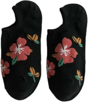 5 Pairs Women Flower Pattern Summer Thin Short Socks Breathable Soft Knitted Casual Socks ﻿