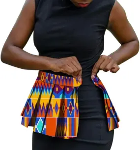 African Fabric Print Belt for Women Party Festival Dance Pleated Skirt Belts