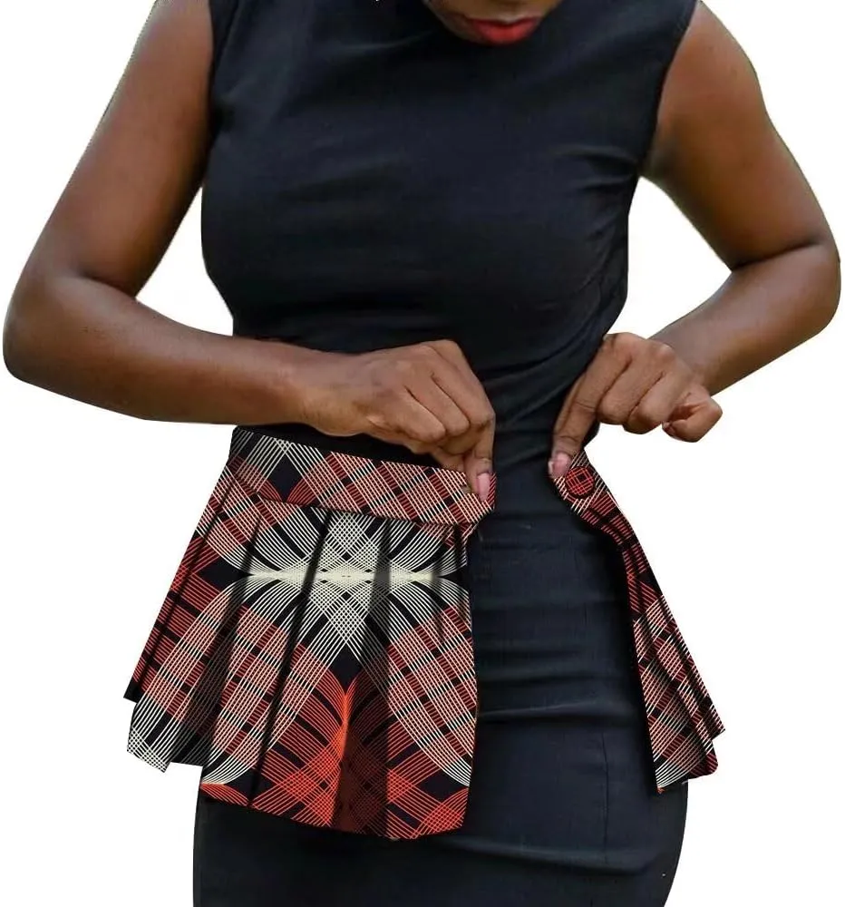 African Fabric Print Belt for Women Party Festival Dance Pleated Skirt Belts