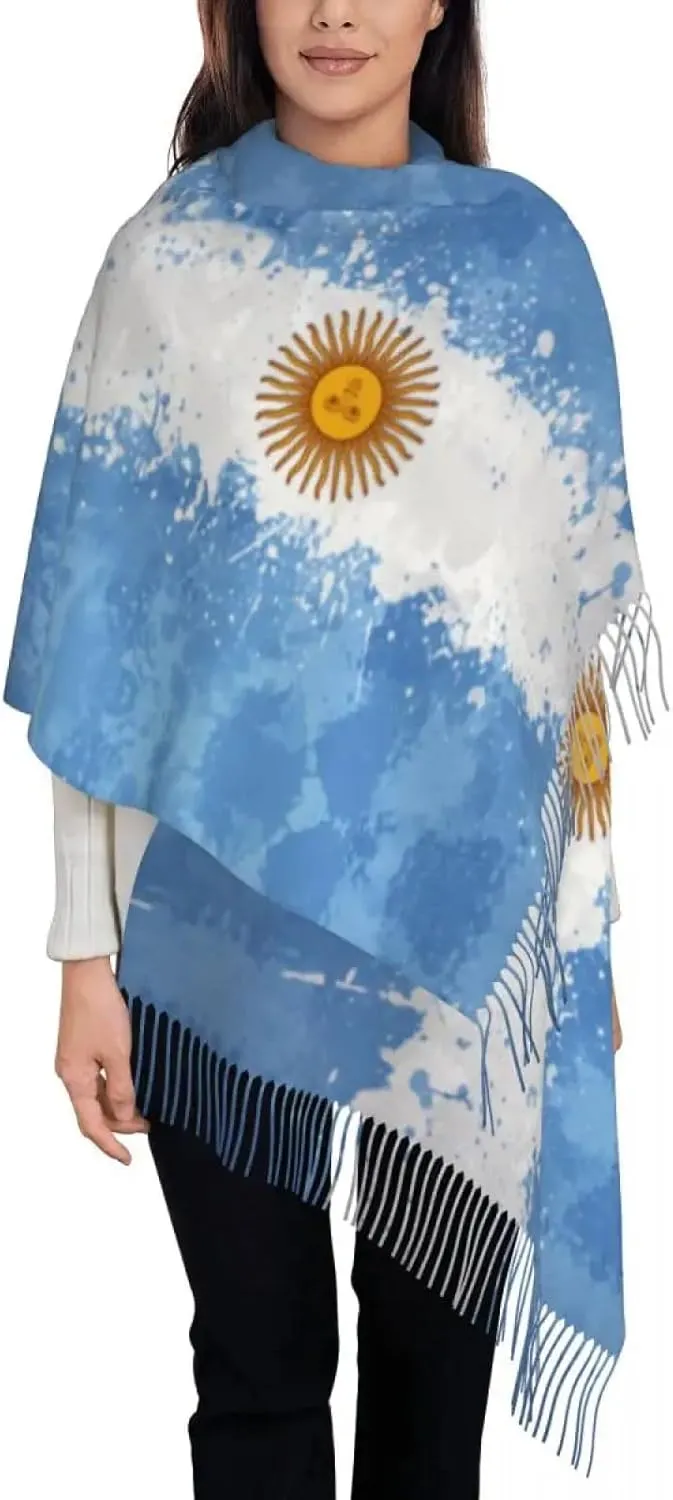 Blanket Scarf For Women - Argentina Flag Scarf for Womens Winter Warm Cashmere Shawl Wrap Long Shawl S