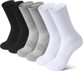 BOOPH 6 Pairs Kids Crew Socks Boys Girls Athletic Cushioned Hiking Socks Warm Soft Running Socks
