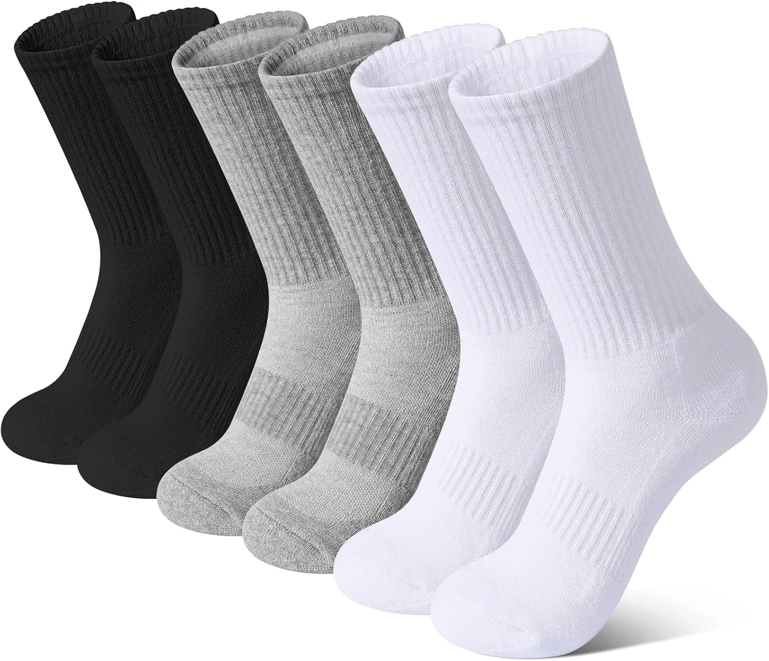 BOOPH 6 Pairs Kids Crew Socks Boys Girls Athletic Cushioned Hiking Socks Warm Soft Running Socks