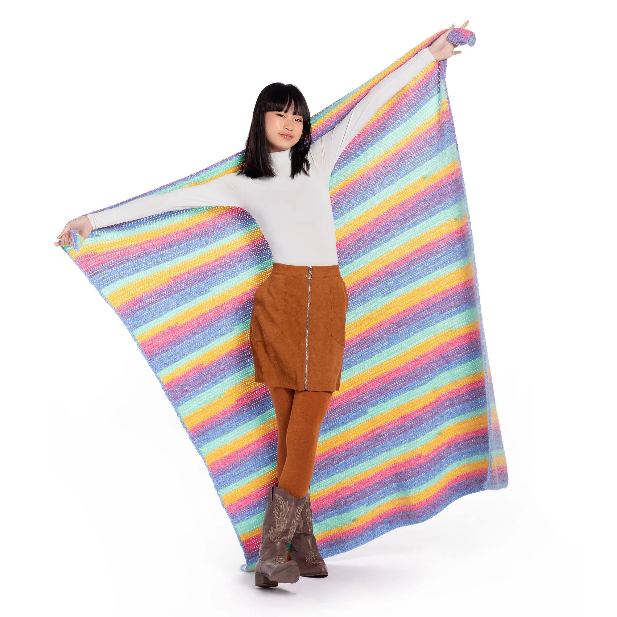 Caron Herringbone Crochet Blanket Wrap