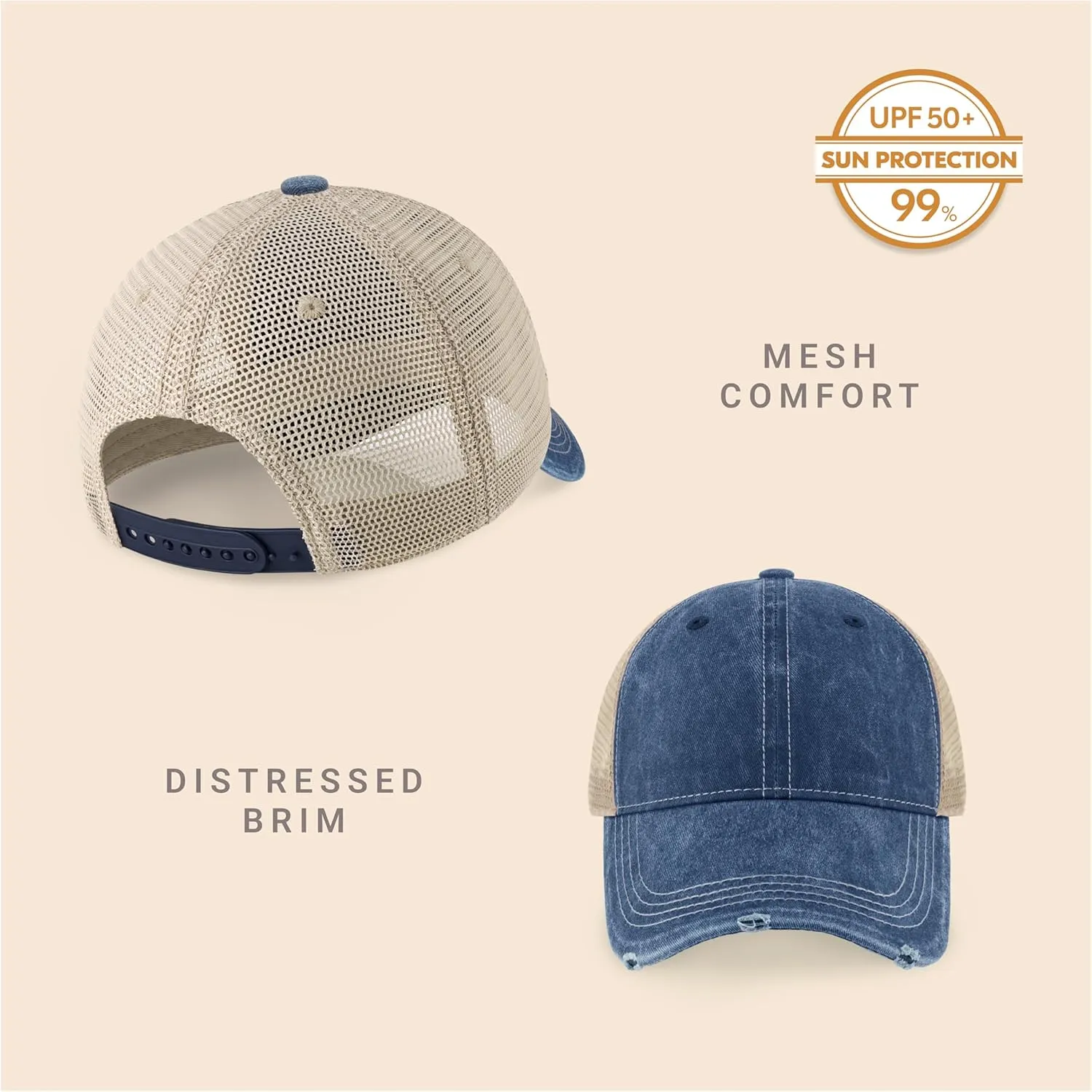 CHOK.LIDS Everyday Premium Washed Trucker Hat Unstructured Distressed Pigment Dyed Cap Adjustable Outdoor Headwear