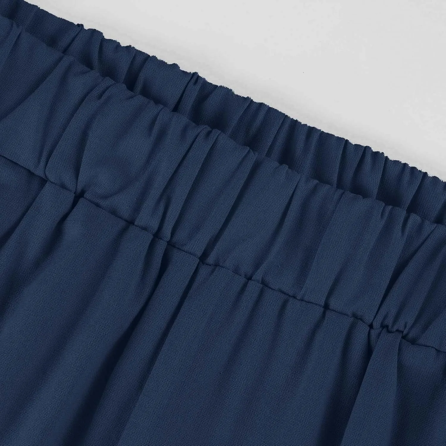 Cropped Linen Pants Women Petite Plus Size Wide Leg Crop Pants Elastic Waist Straight Leg Lightweight Summer Pants