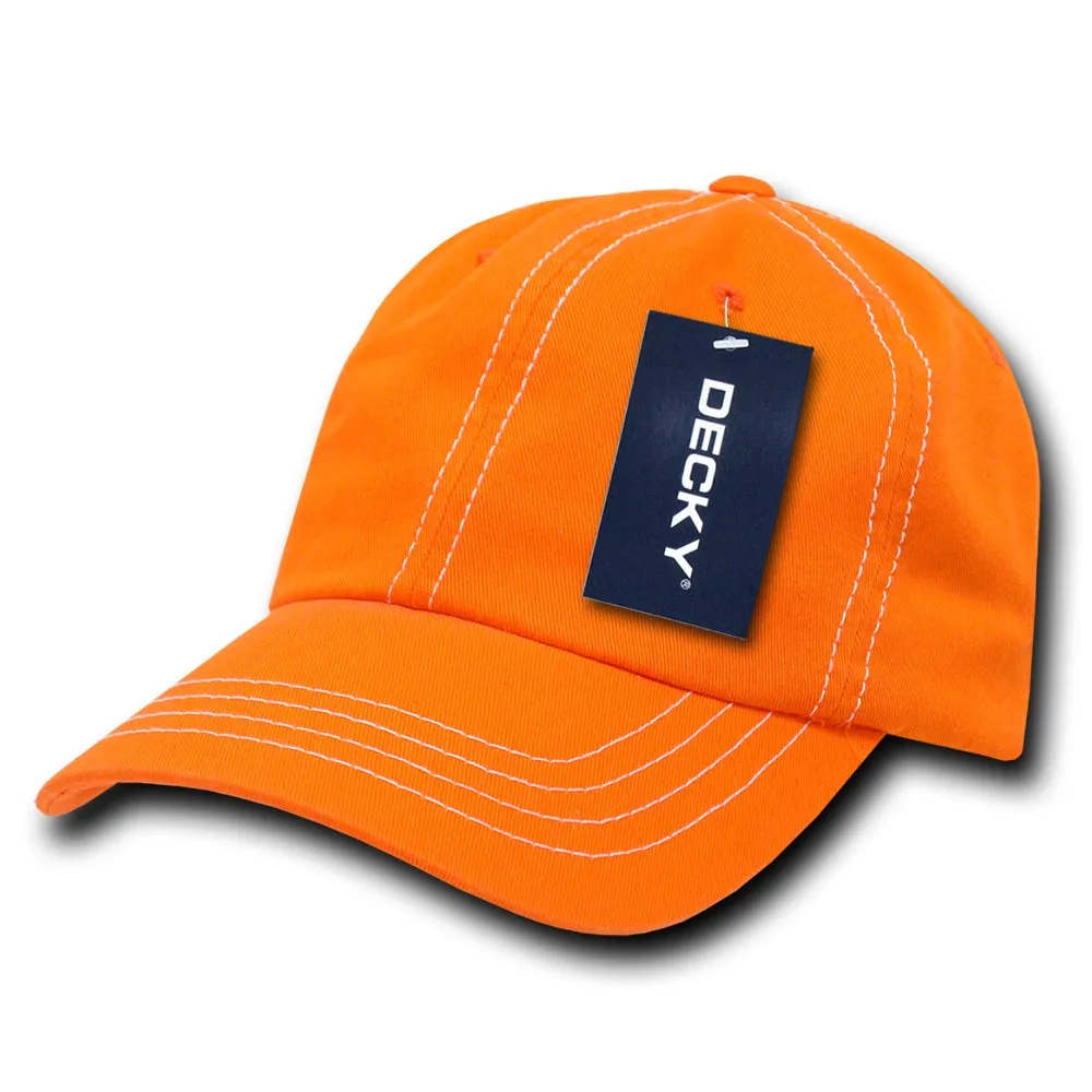 Decky 111 6 Panel Low Profile Relaxed Contra-Stitch Dad Hat, Contrast Stitch Cap
