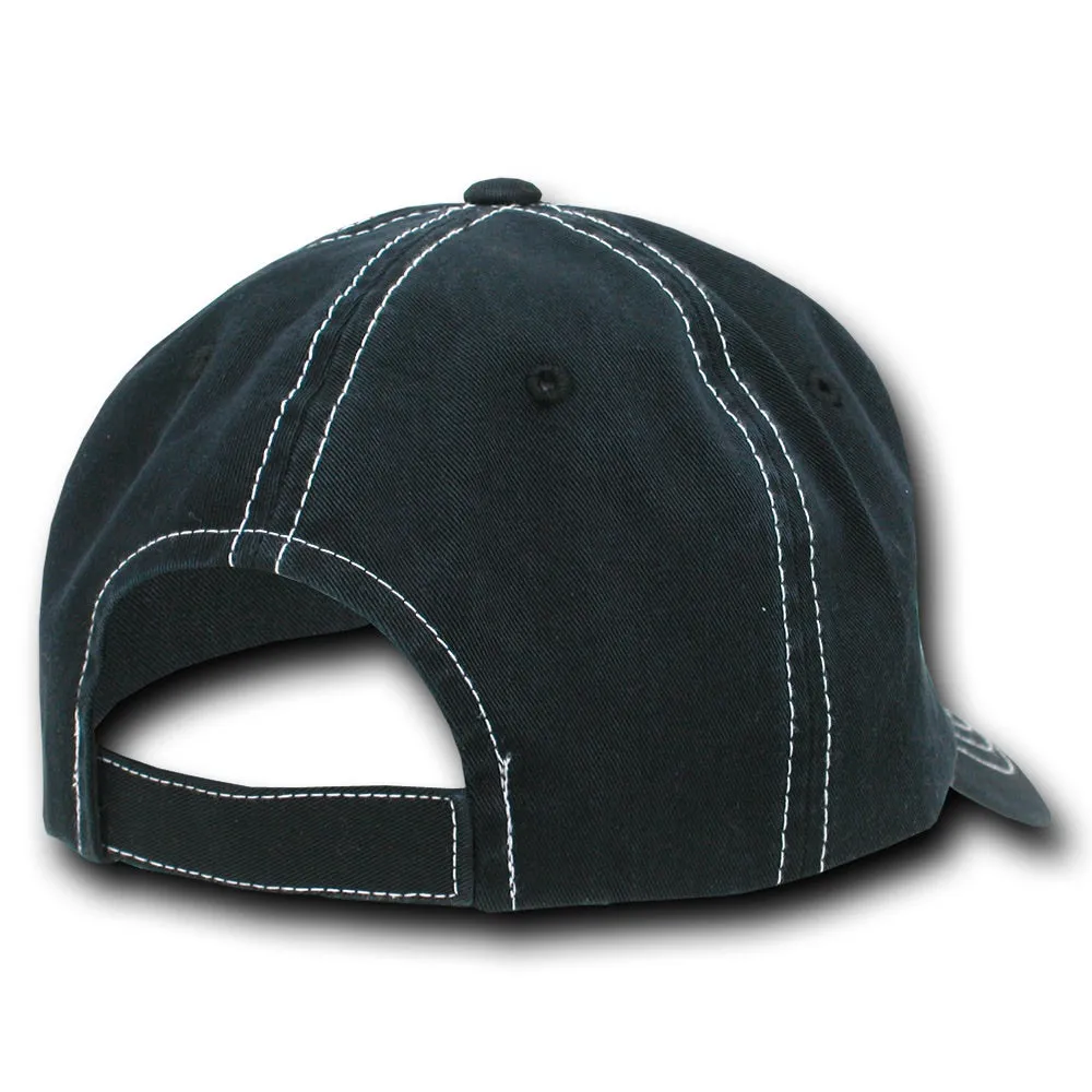 Decky 111 6 Panel Low Profile Relaxed Contra-Stitch Dad Hat, Contrast Stitch Cap