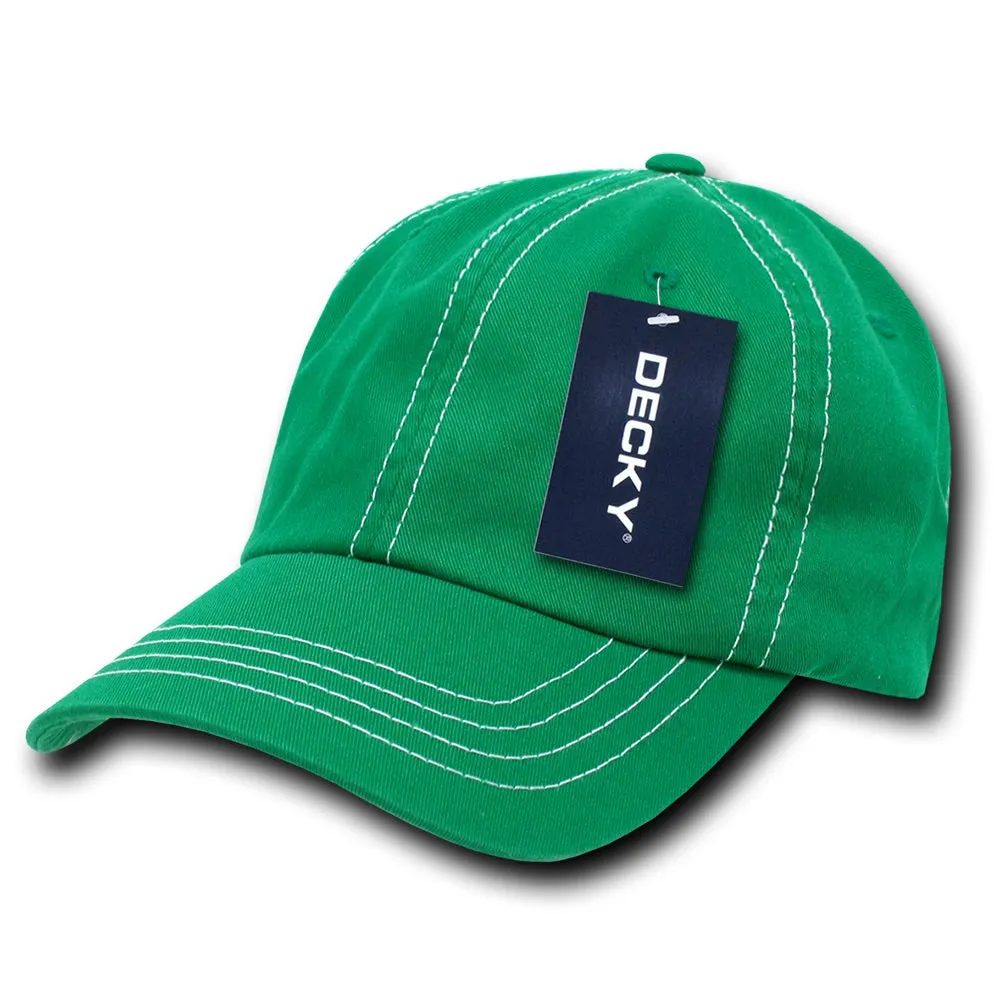 Decky 111 6 Panel Low Profile Relaxed Contra-Stitch Dad Hat, Contrast Stitch Cap