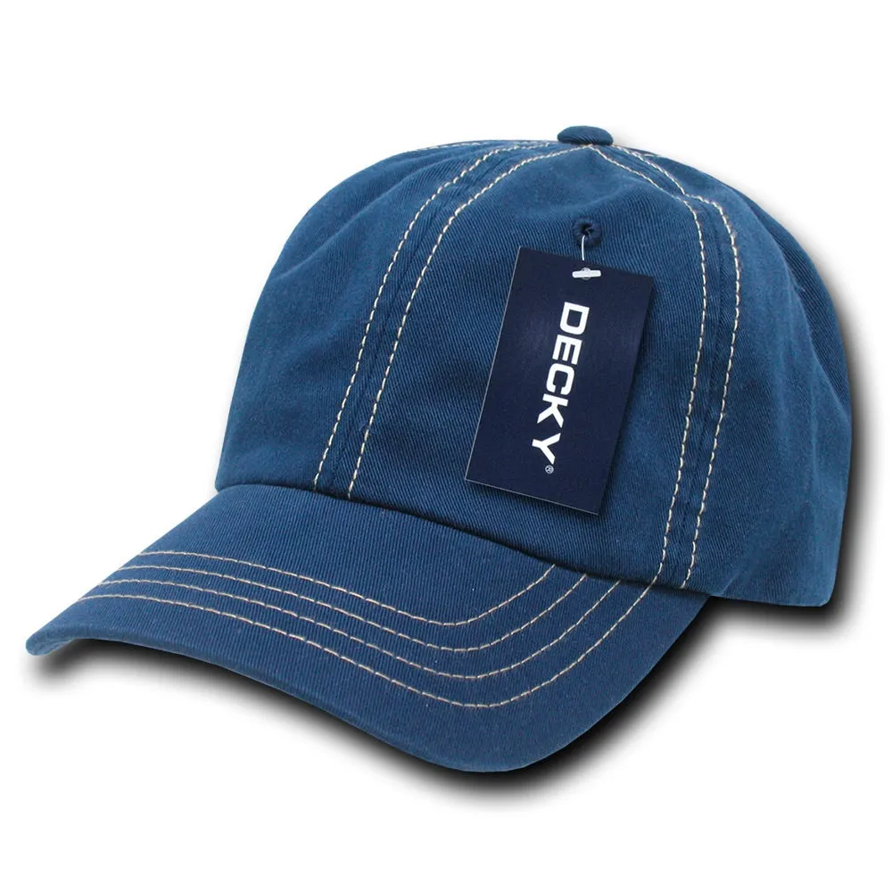 Decky 111 6 Panel Low Profile Relaxed Contra-Stitch Dad Hat, Contrast Stitch Cap