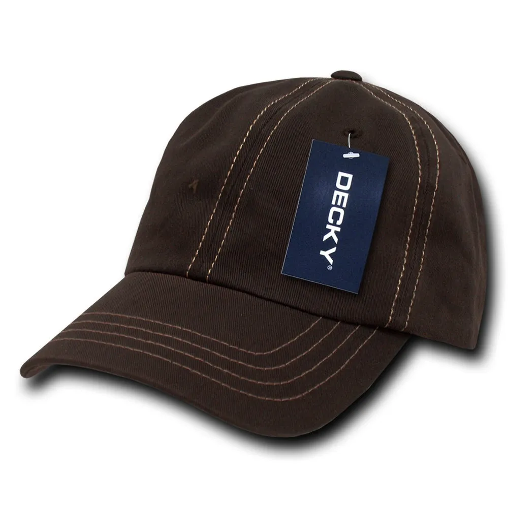 Decky 111 6 Panel Low Profile Relaxed Contra-Stitch Dad Hat, Contrast Stitch Cap