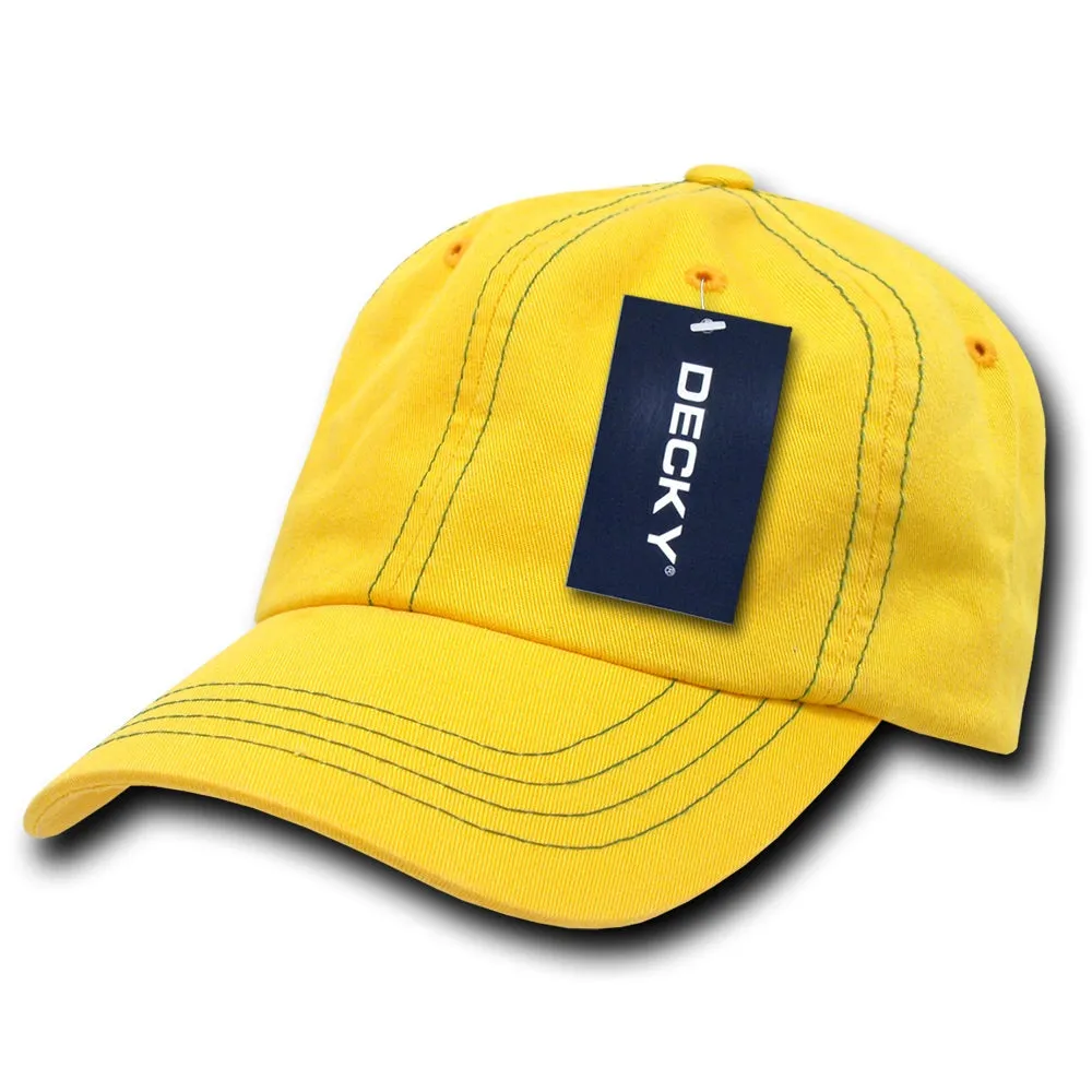 Decky 111 6 Panel Low Profile Relaxed Contra-Stitch Dad Hat, Contrast Stitch Cap