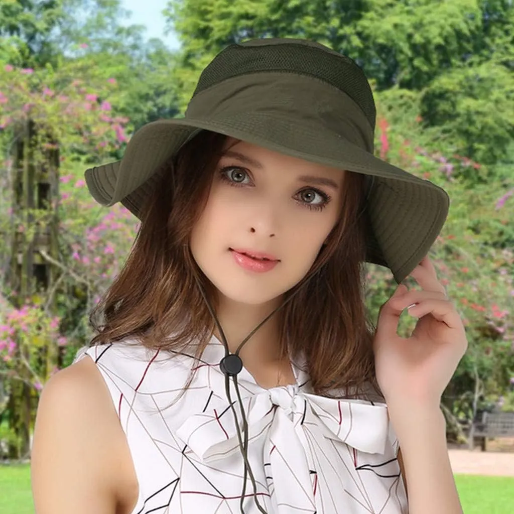Duakrs Unisex Wide Brim Sun Hat,Outdoor UPF 50  Waterproof Boonie Hat Summer UV Protection Sun Caps