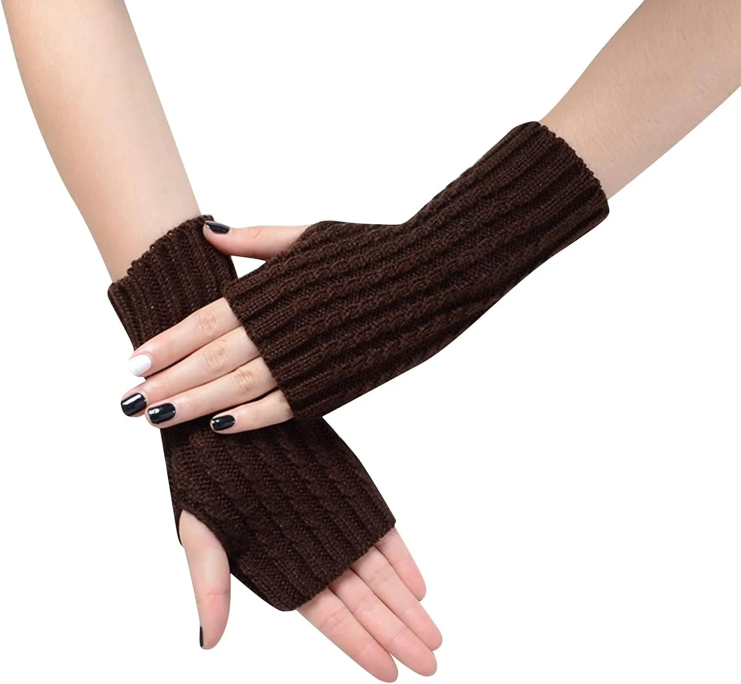 Fingerless Driving Gloves PU Faux Leather Outdoor Sport Half Finger Glove for Men Women Teens