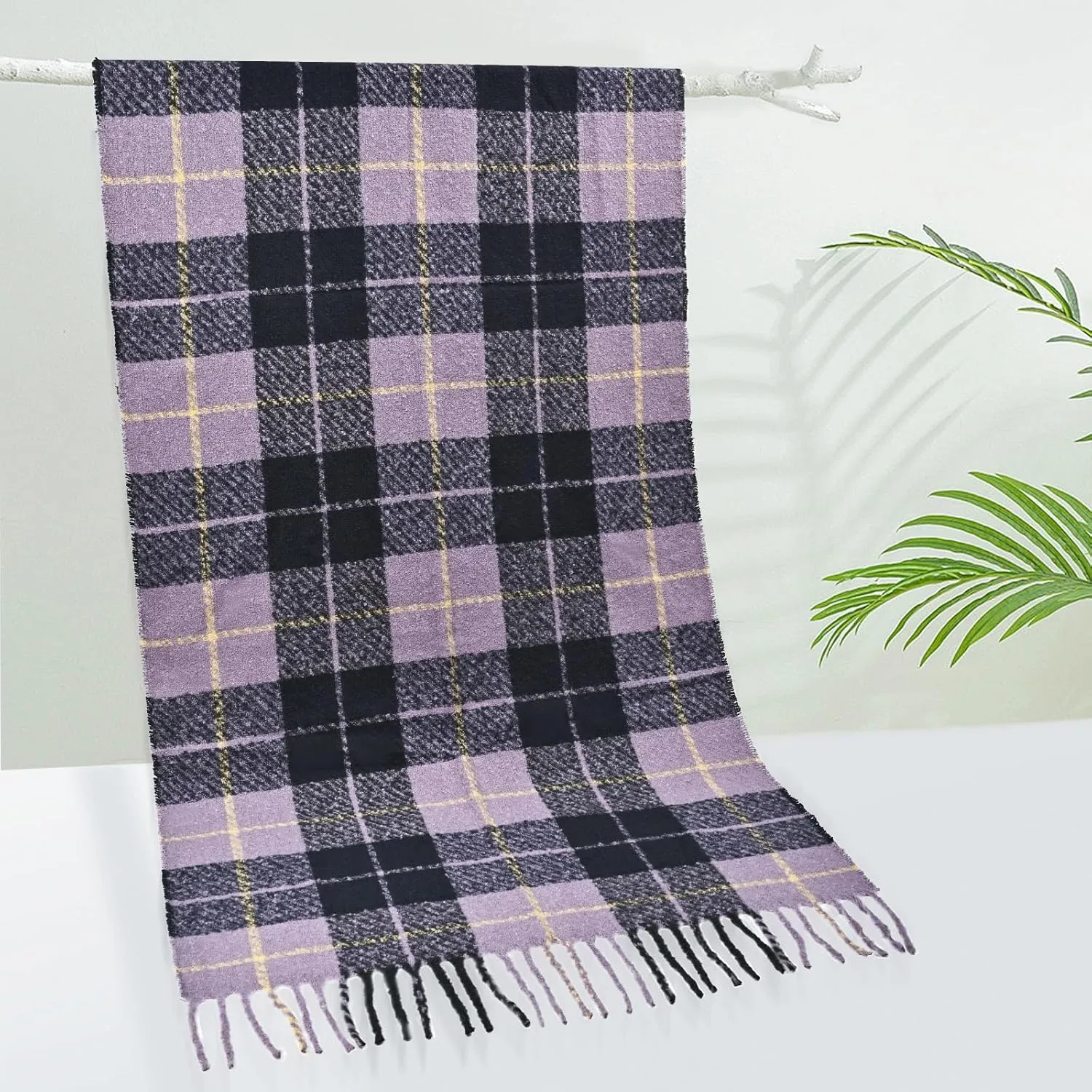 FINIZO Winter Scarf for Women Cashmere Feel Scarfs Large Tassel Plaid Scarf Blanket Wrap Shawl Ladies Gifts
