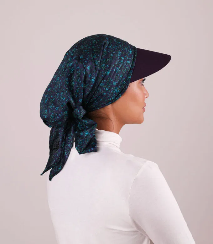 Floral Turquoise Purple Cap Tur"Nuzhat Purple"