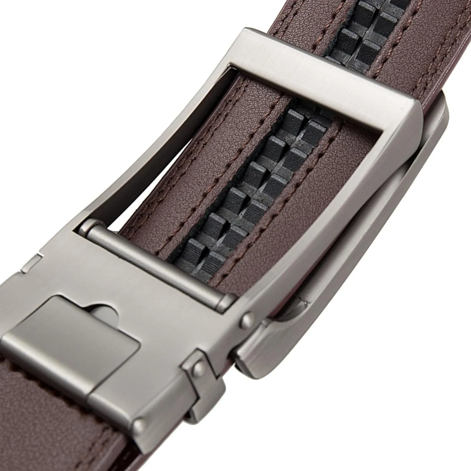 Genuine Leather Men Alloy Automatic Ratchet Buckle Belts for Men Durable Dress