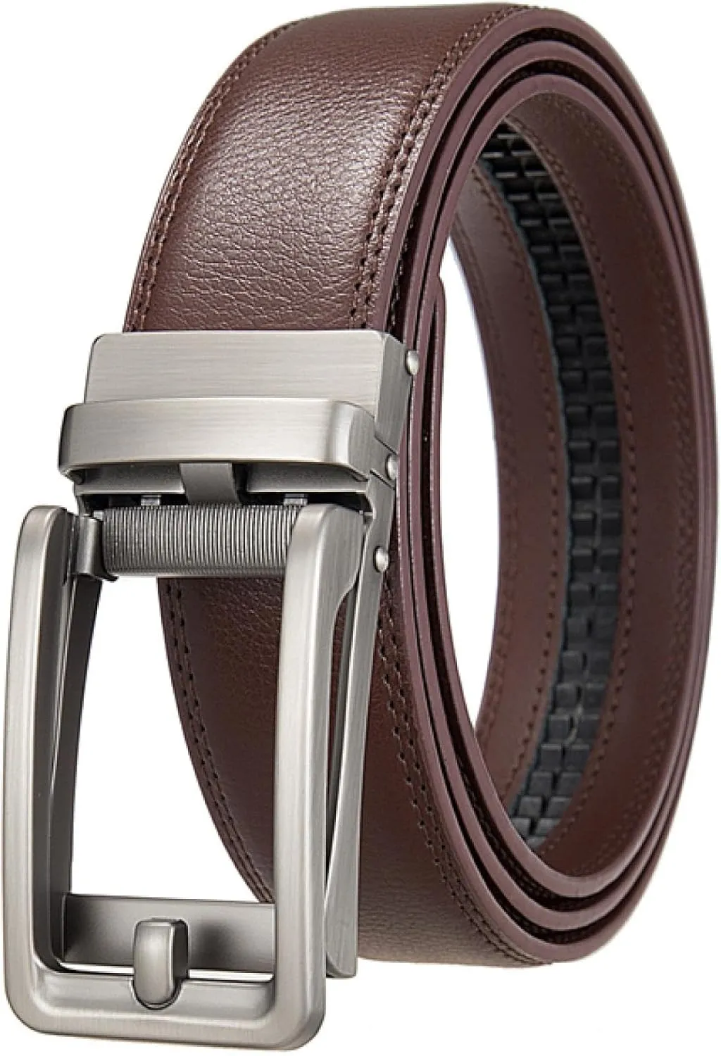 Genuine Leather Men Alloy Automatic Ratchet Buckle Belts for Men Durable Dress