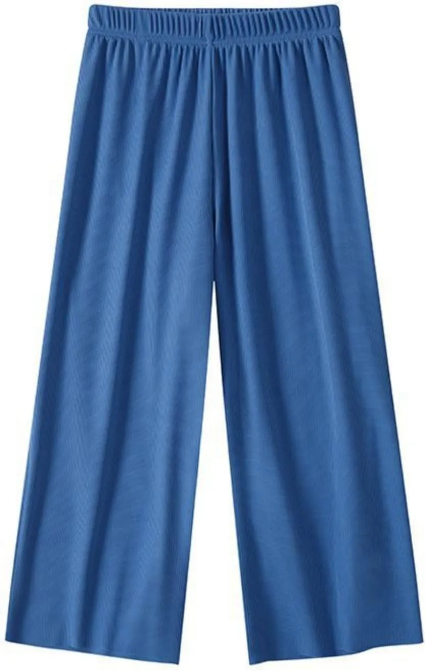 Girls Summer Lightweight Wide Leg Pants Pull On Athletic Pants Stretchy Soft Solid Color Causal Loose Trousers