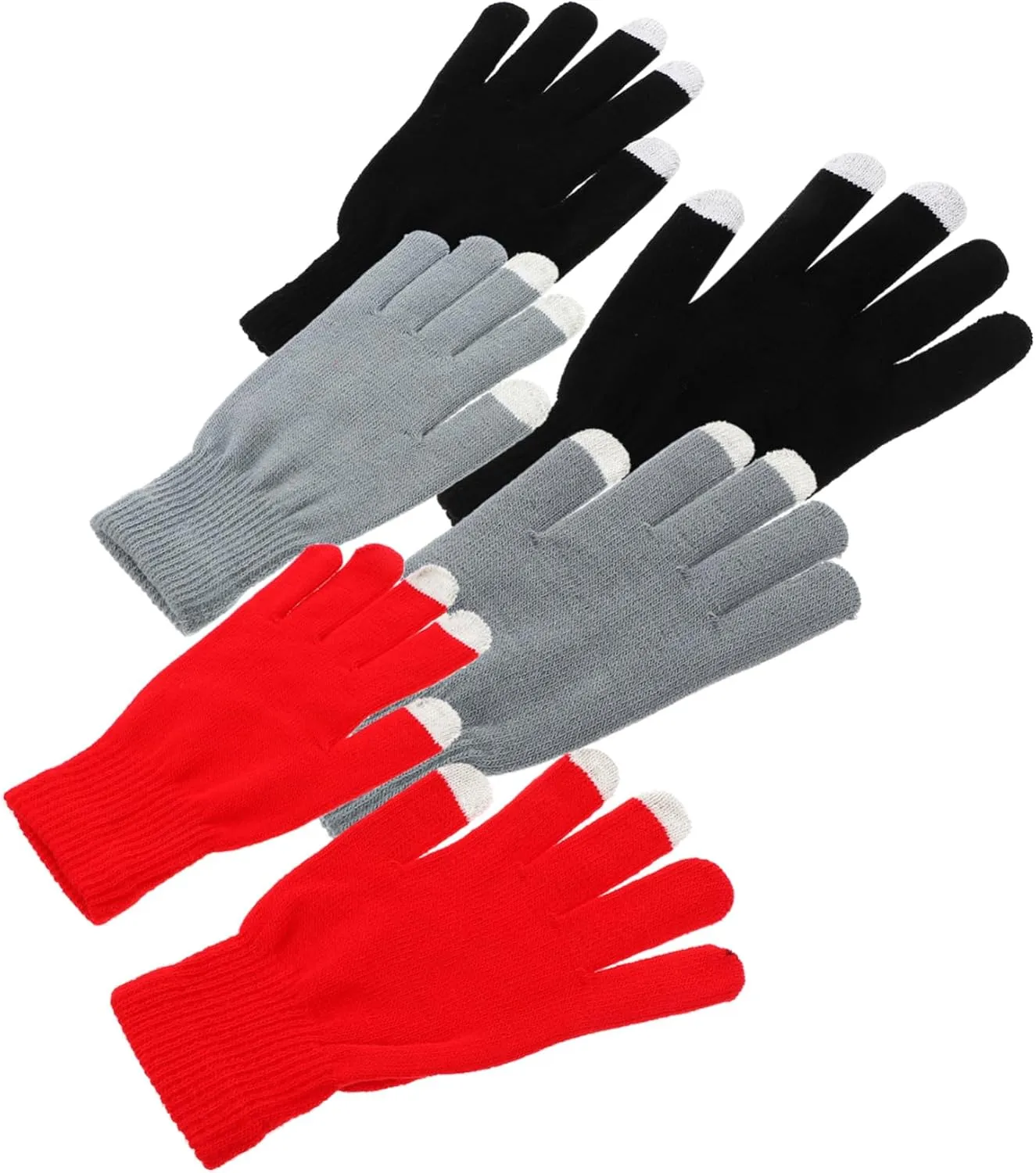 Knitted Warm Winter Gloves Touch Screen Full Cover Mitts for Cold Weather Black
