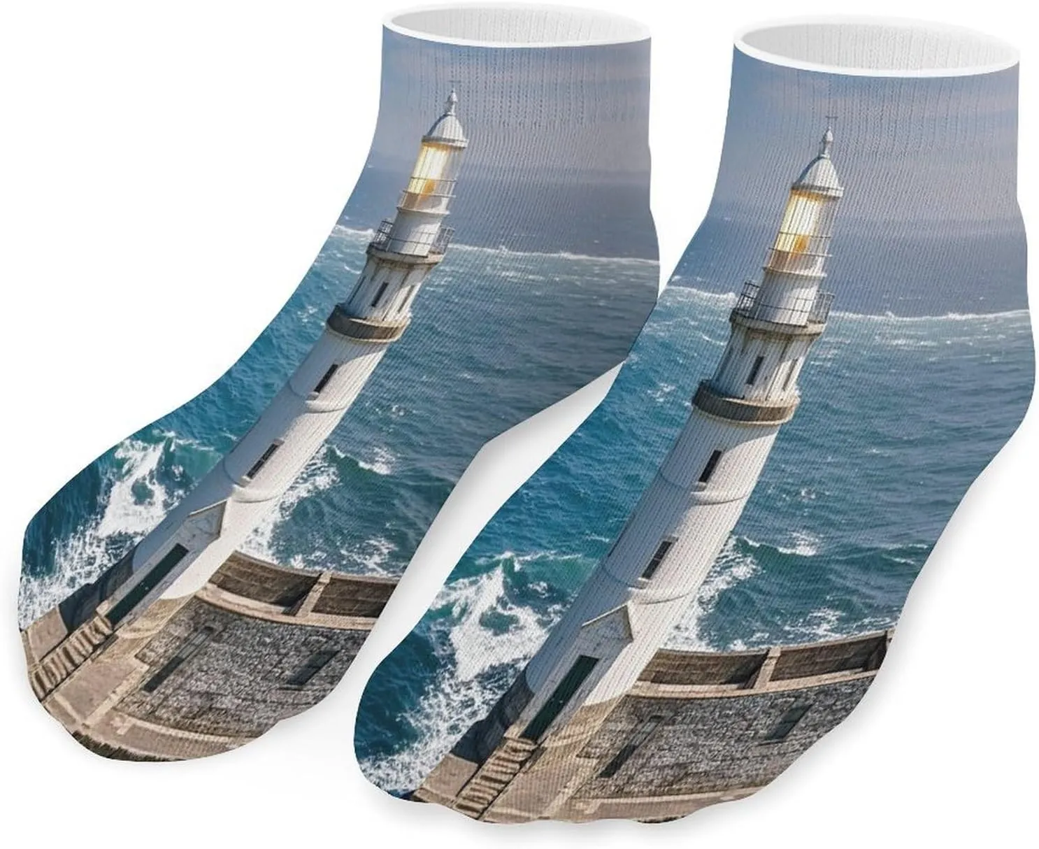 Lighthouse Sandbeach Socks Low Cut Ankle Short Sock Novelty Casual Invisible Liner Socks for Men Women