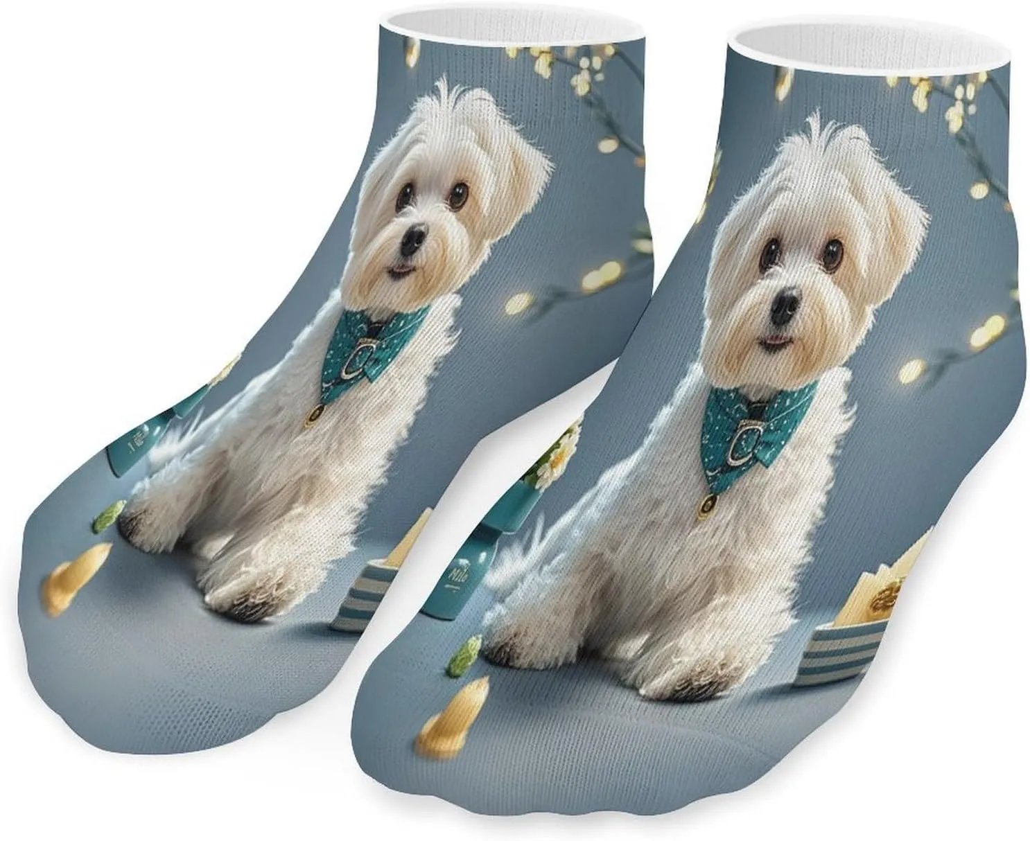 Lovely Maltese Dog Socks Low Cut Ankle Short Sock Novelty Casual Invisible Liner Socks for Men Women