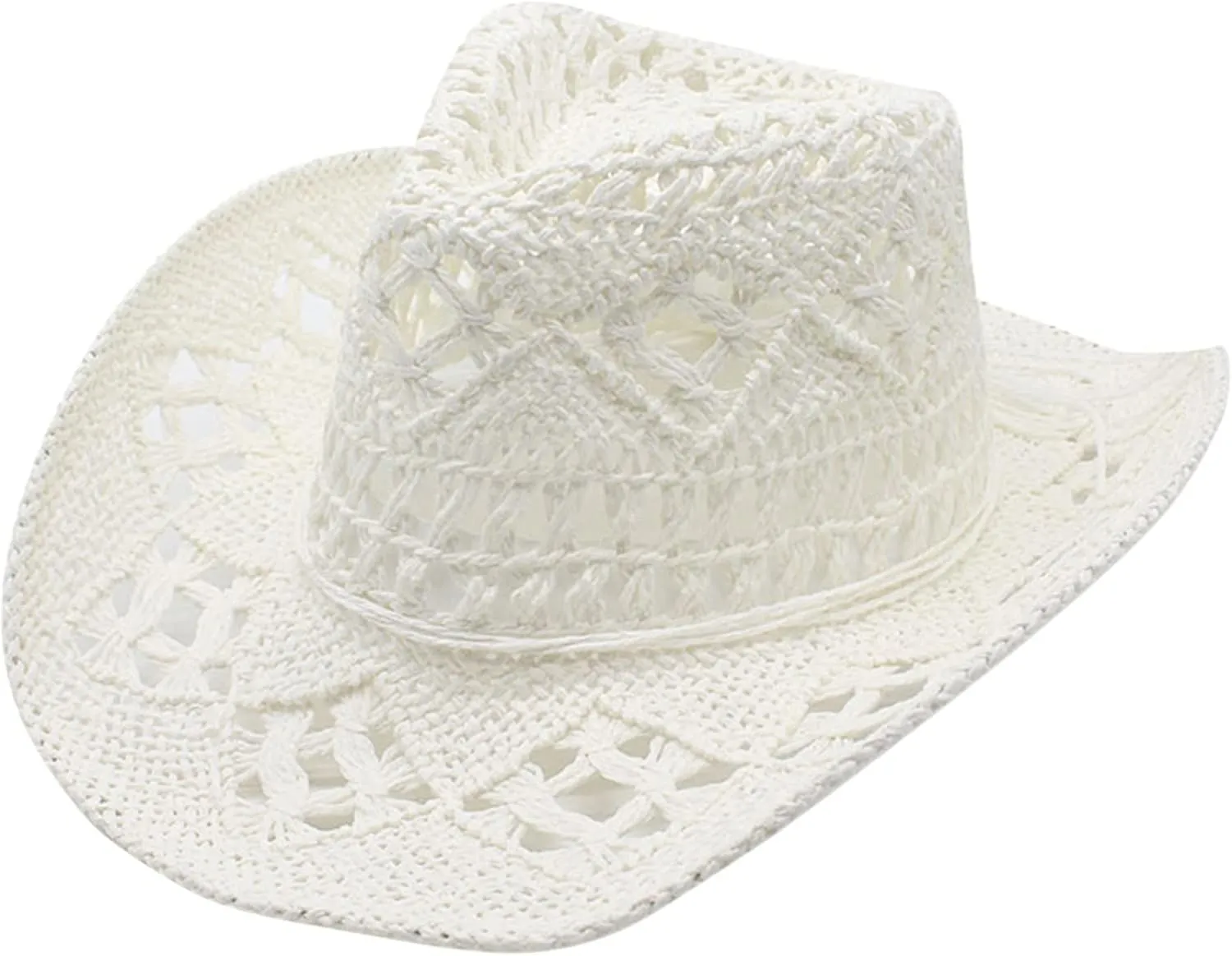 Men Women Cowboy Straw Hats Wide Brim Cowgirl Woven Sun Hat Classic Western Cowboy Caps Summer Beach Cap