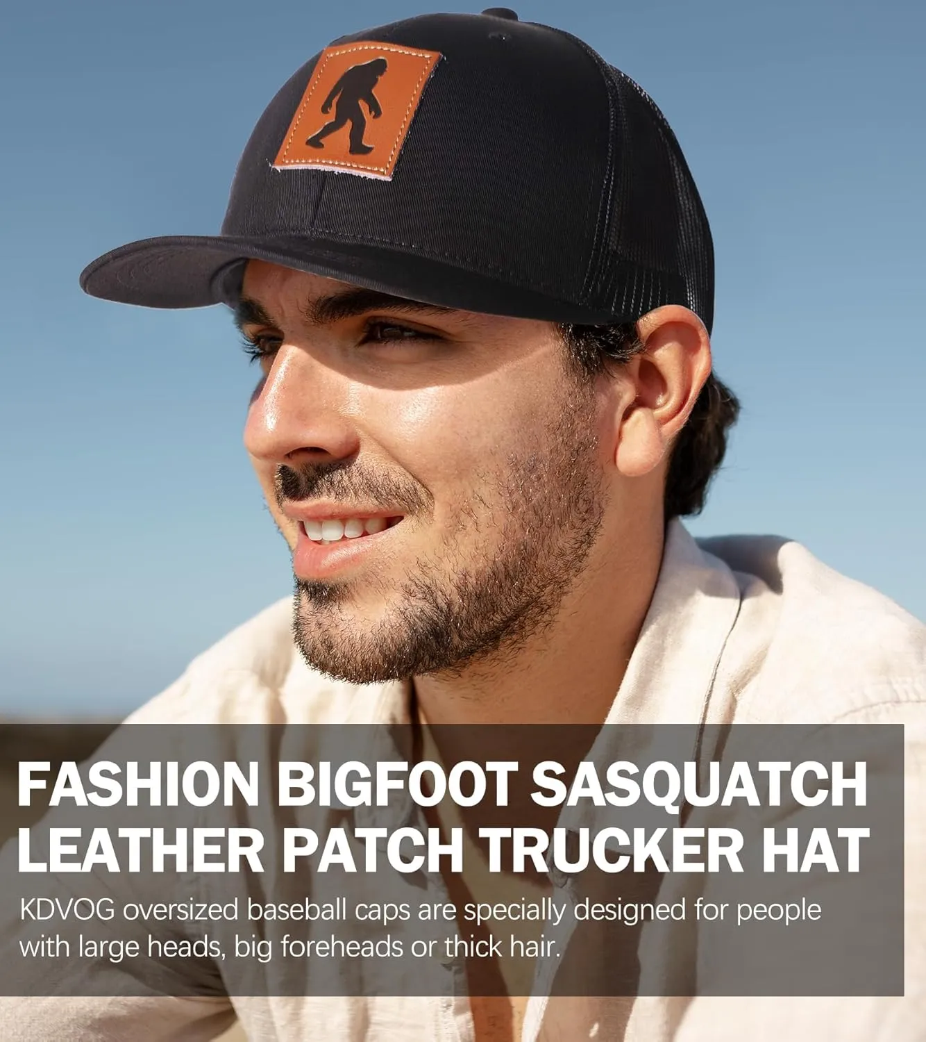 Mens Oversized XXL Baseball Caps Leather Pattern Trucker Hat Outdoor Breathable Mesh Snapback Baseball Hat Gifts for Big Head