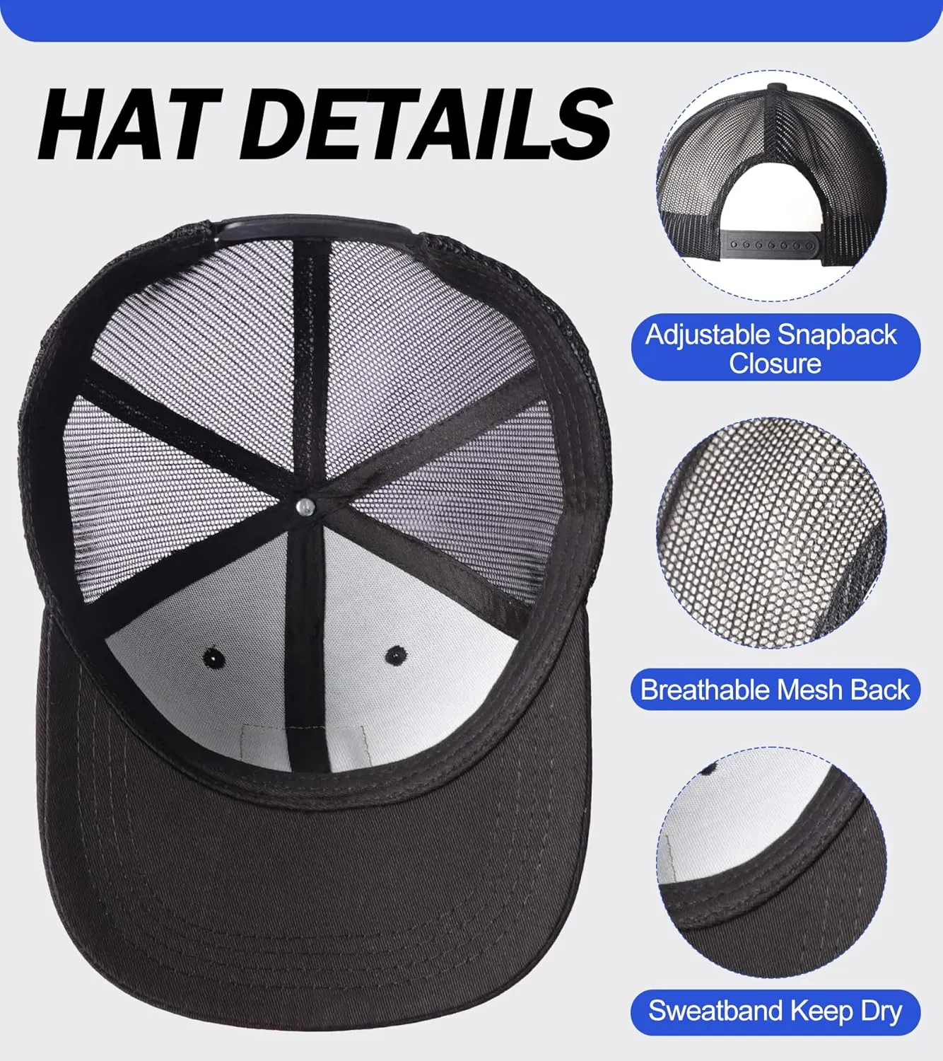 Mens Oversized XXL Baseball Caps Leather Pattern Trucker Hat Outdoor Breathable Mesh Snapback Baseball Hat Gifts for Big Head