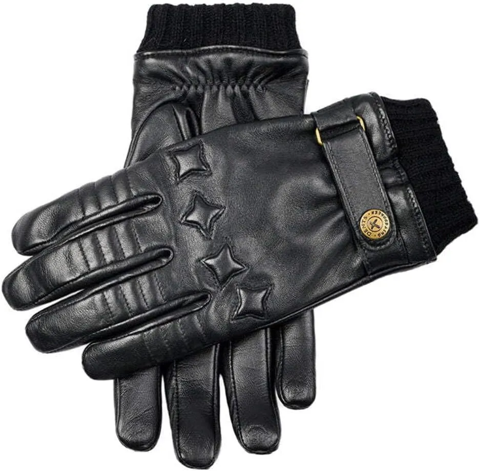 Men's The Suited Racer Touchscreen Cashmere-Lined Leather Driving Gloves BLACK L