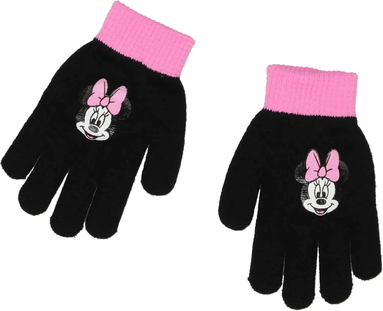 Minnie Mouse Big Kids Girls Knit Hat with Pom Pom Ears and Glove Set
