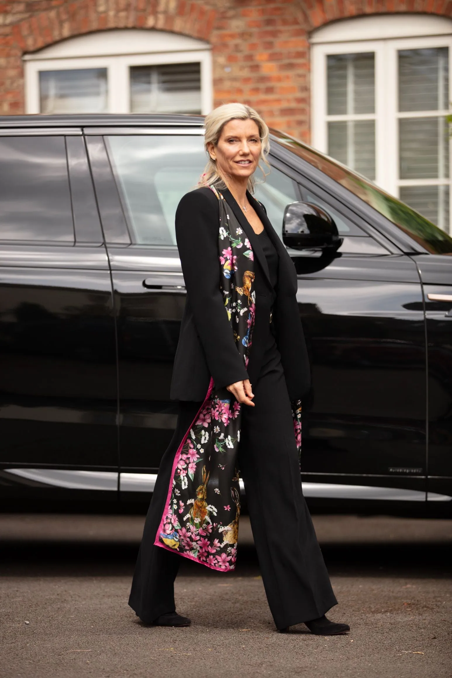Oopsie Daisy Ebony Black Classic Silk Scarf