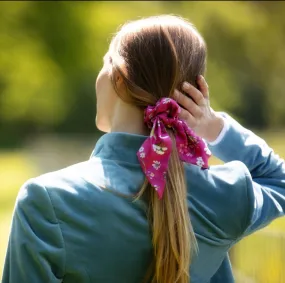 Oopsie Daisy Fuchsia Short Tail Silk Scrunchie