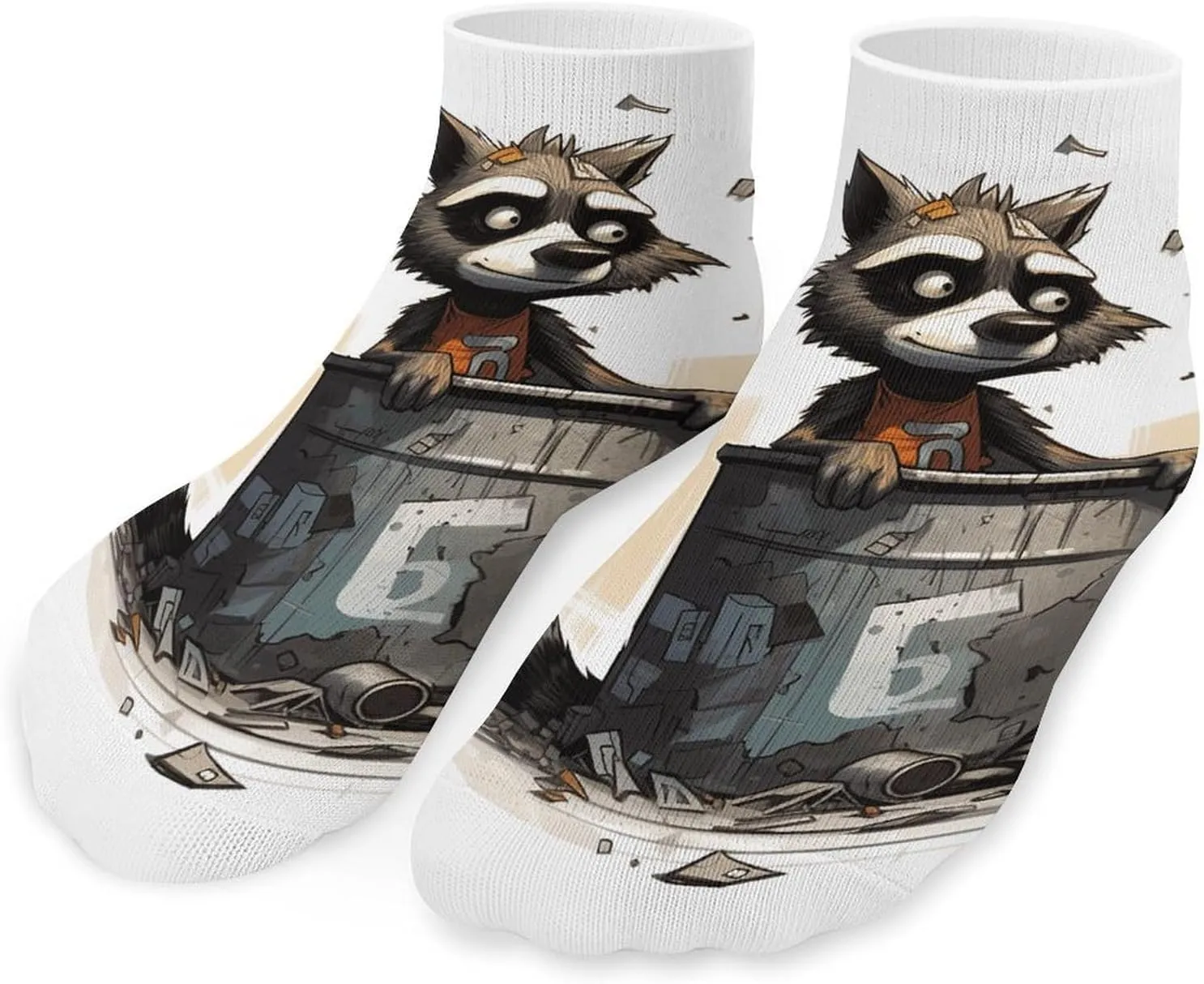 Raccoon on Trash Can Socks Ankle Length Socks Casual Short Socks for Women Men Low Cut Sports Socks Running Socks No Show Socks Ankle Socks Athletic Socks Workout Socks