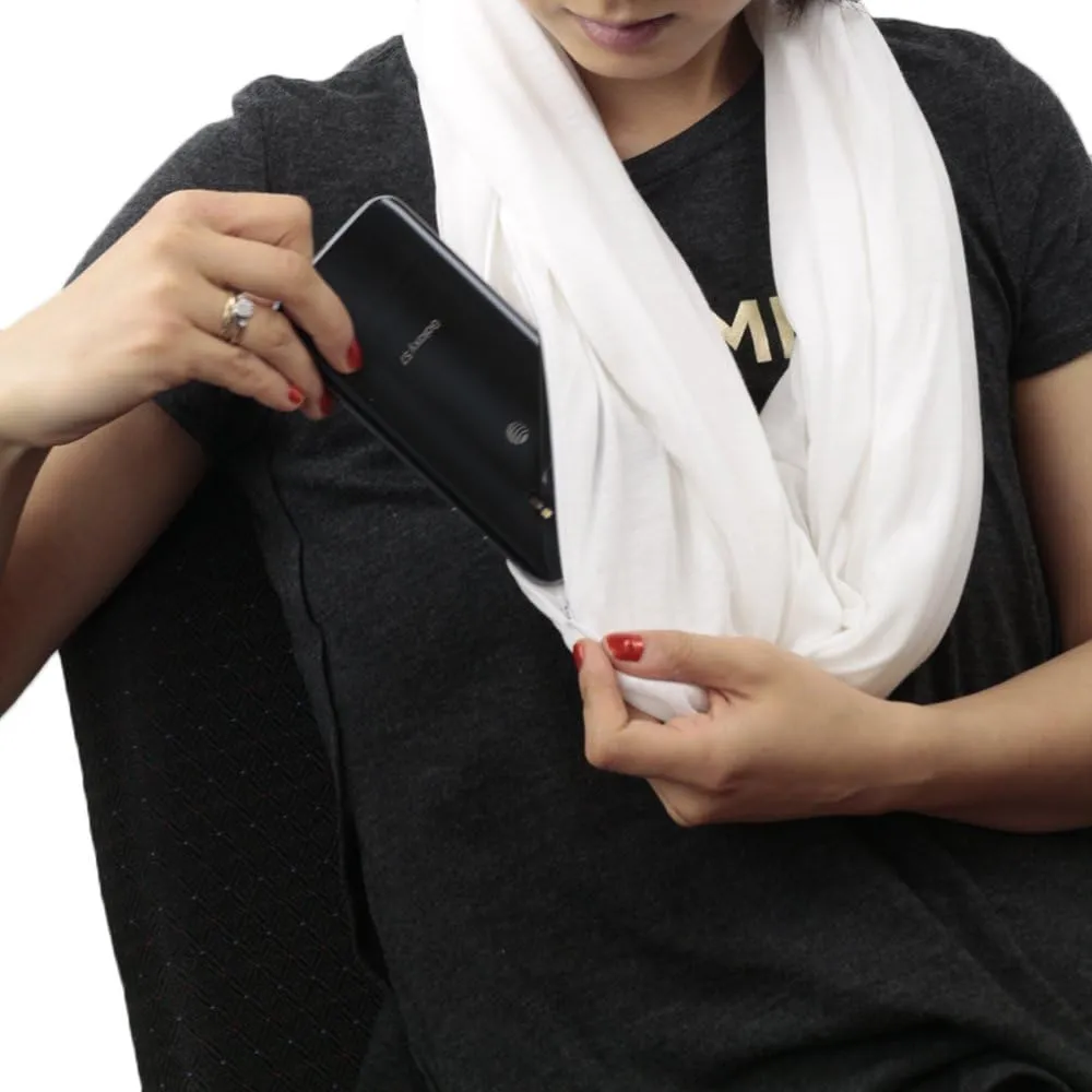 Solid Color Hidden Zipper Pocket Scarf - Fashion Scarf for Women - All Seasons