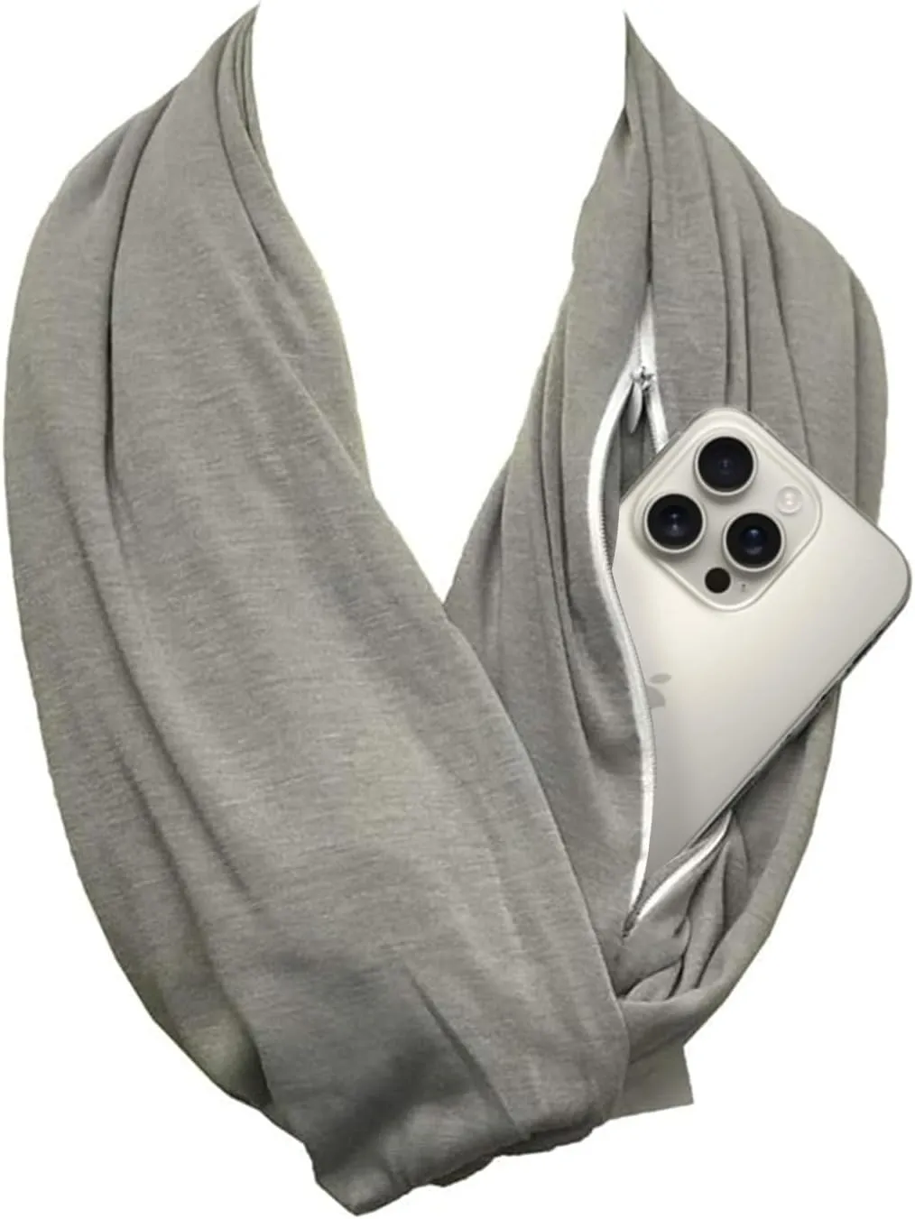 Solid Color Hidden Zipper Pocket Scarf - Fashion Scarf for Women - All Seasons