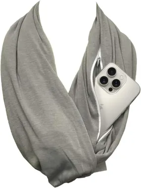 Solid Color Hidden Zipper Pocket Scarf - Fashion Scarf for Women - All Seasons