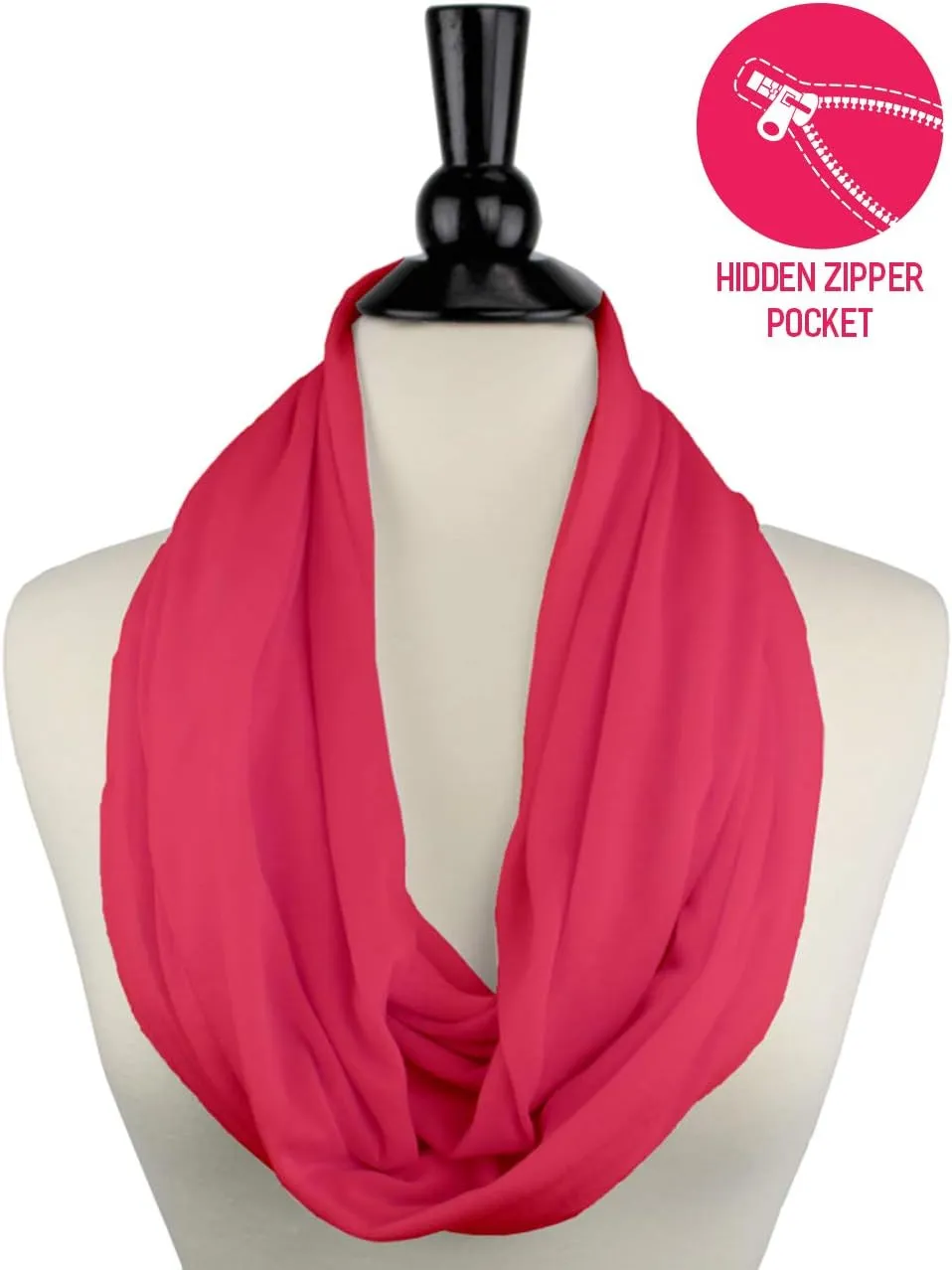 Solid Color Hidden Zipper Pocket Scarf - Fashion Scarf for Women - All Seasons