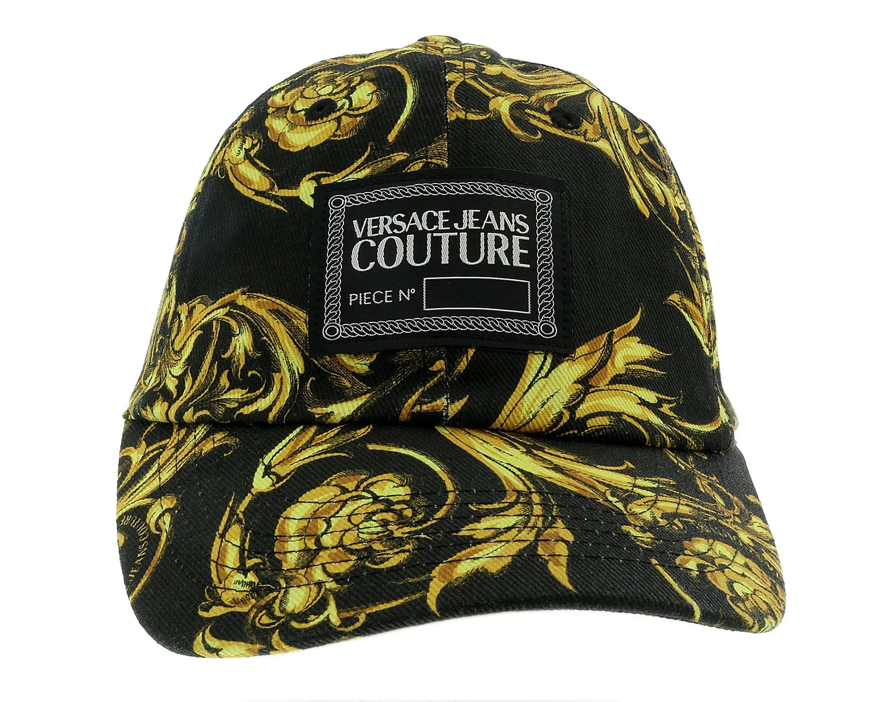 Versace Jeans Couture Black Gold  Baroque Print Baseball Cap-One Size