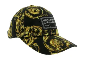 Versace Jeans Couture Black Gold  Baroque Print Baseball Cap-One Size