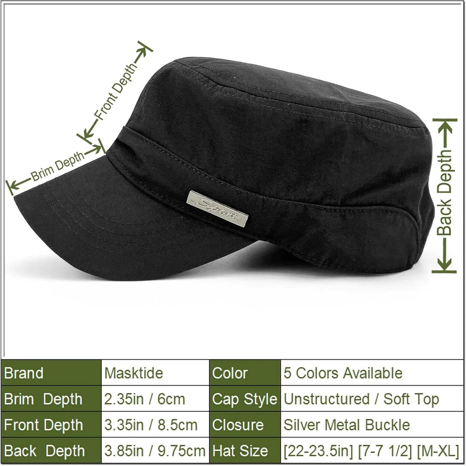 Waterproof Army Cadet Caps for Men Quick Dry Military Cadet Hats for Women Flat Top Patrol Castro Corps Dad Hat