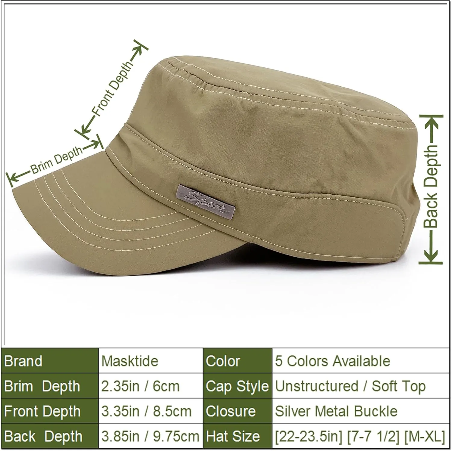 Waterproof Army Cadet Caps for Men Quick Dry Military Cadet Hats for Women Flat Top Patrol Castro Corps Dad Hat