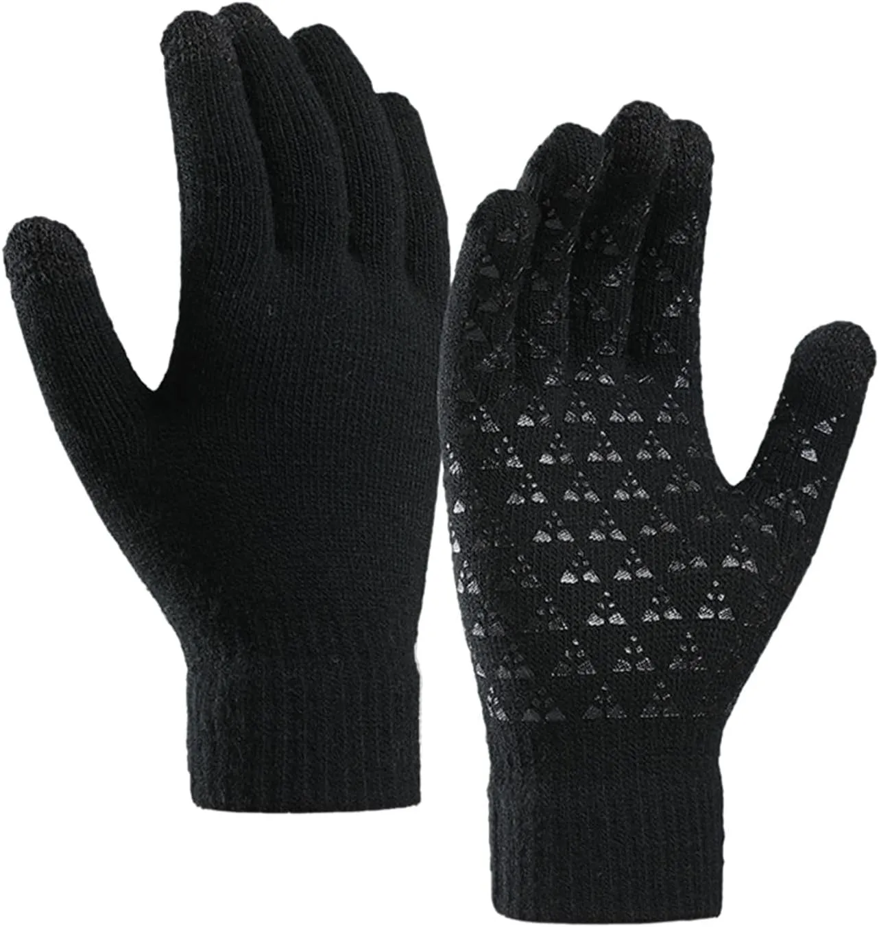 Winter Gloves Men,Full Fingers Touch Screen Thermal Knit Lining Warming Gloves for Kids Driving Cold Weather Hiking