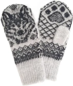 Wolf Warm Mittens for Cold Weather - Wool Gloves for Winter