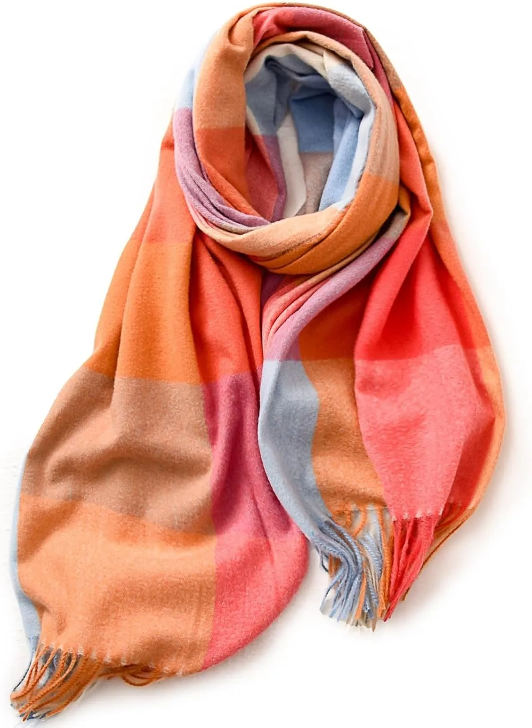 Women Large Scarf Winter Plaid Checked Thick Warm Wrap Scarves Casual Tassel Blanket Scarf Stylish Plaid Shawls