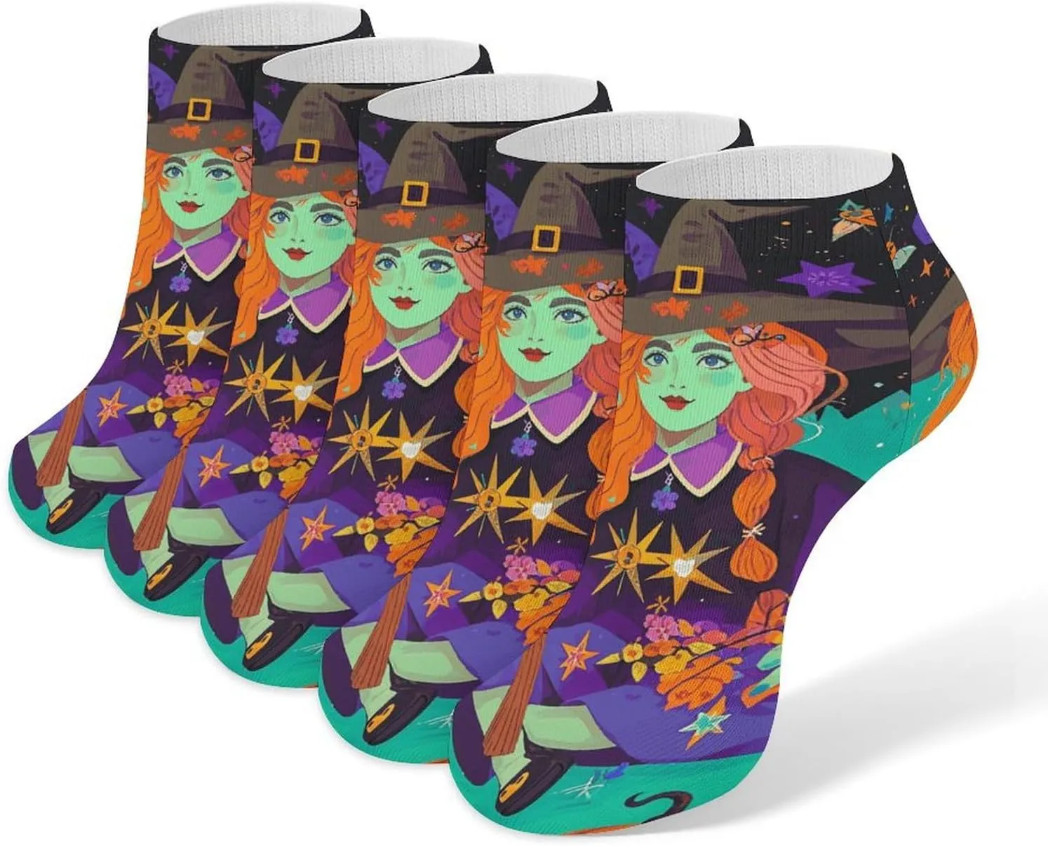 Women Socks Magic Witch Witchcraft Bohemian Printed Christmas Socks Ankle Socks Athletic Socks Slipper Socks No Show Socks
