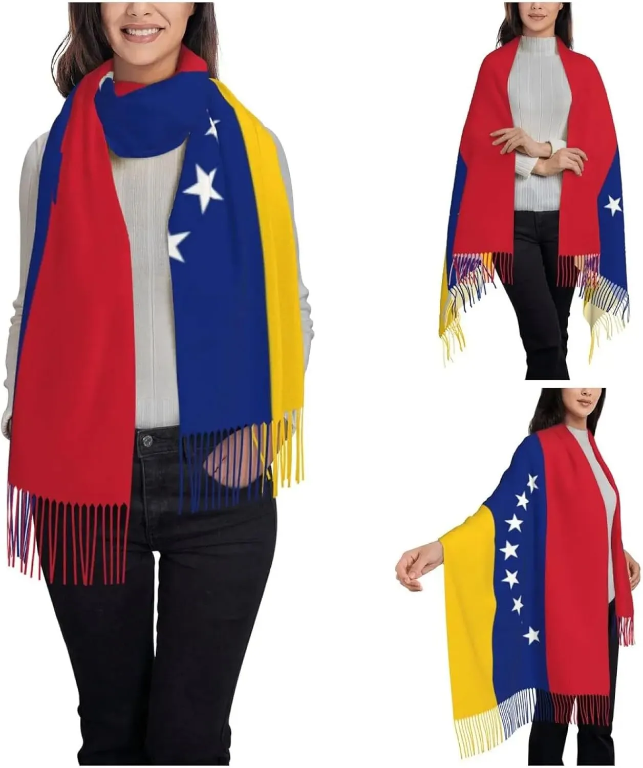 Womens Winter Warm Casual Scarf, Womens Tassel Scarf Large Winter Warm Shawl Blanket Wrap Venezuela Fl