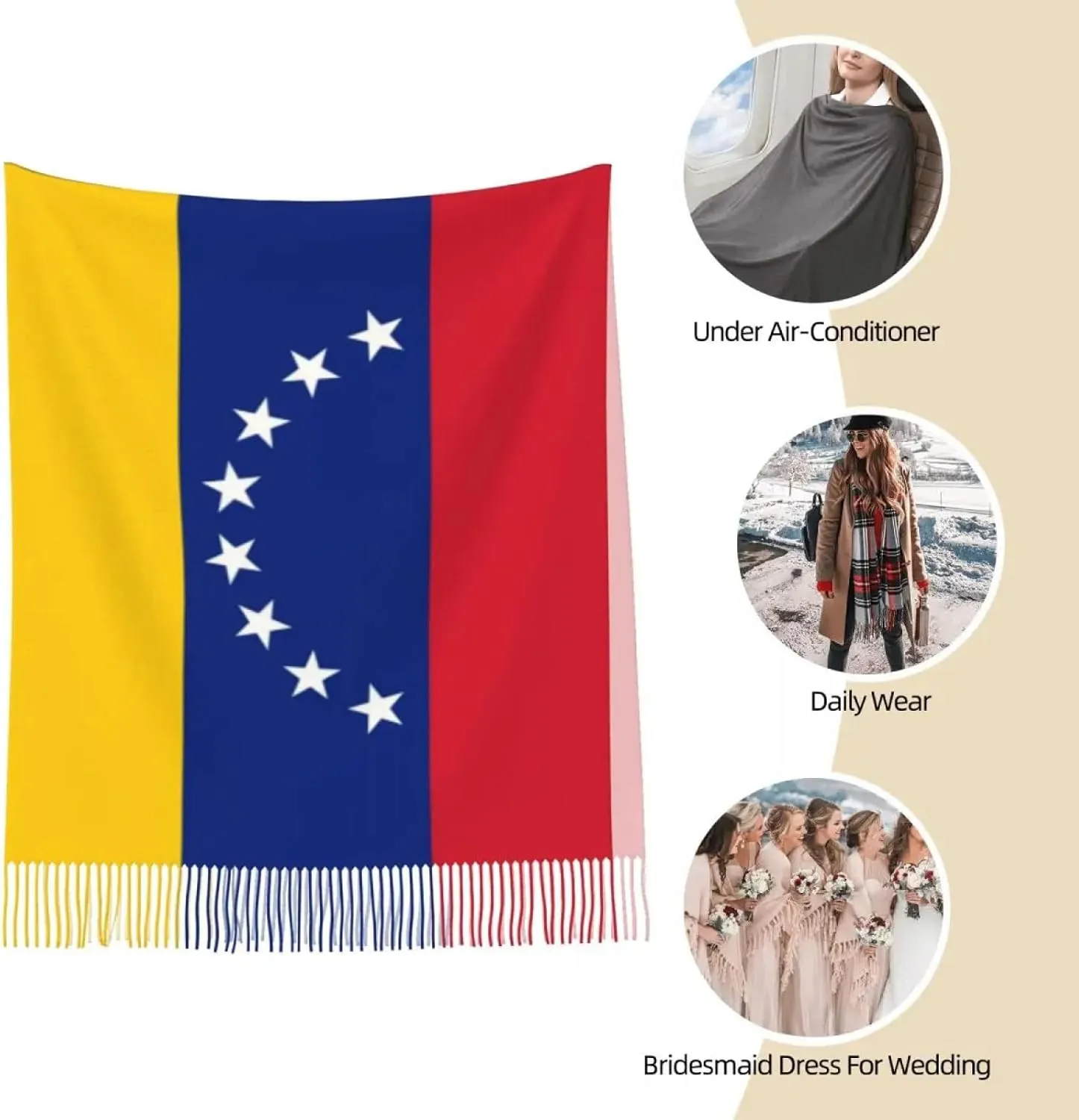 Womens Winter Warm Casual Scarf, Womens Tassel Scarf Large Winter Warm Shawl Blanket Wrap Venezuela Fl